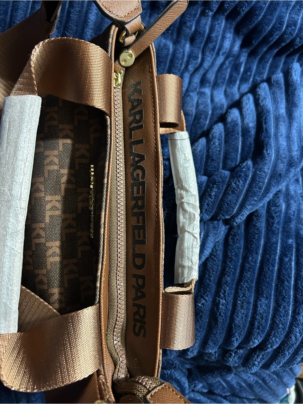 Karl Lagerfeld Brown Monogram Crossbody Bag - Picture 13 of 16